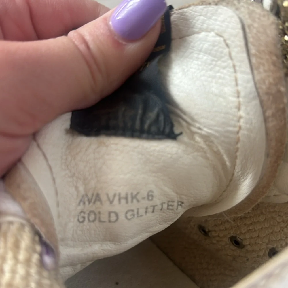 Vintage Havana Gold Glitter High Top‎ Sneakers Womens Size 6